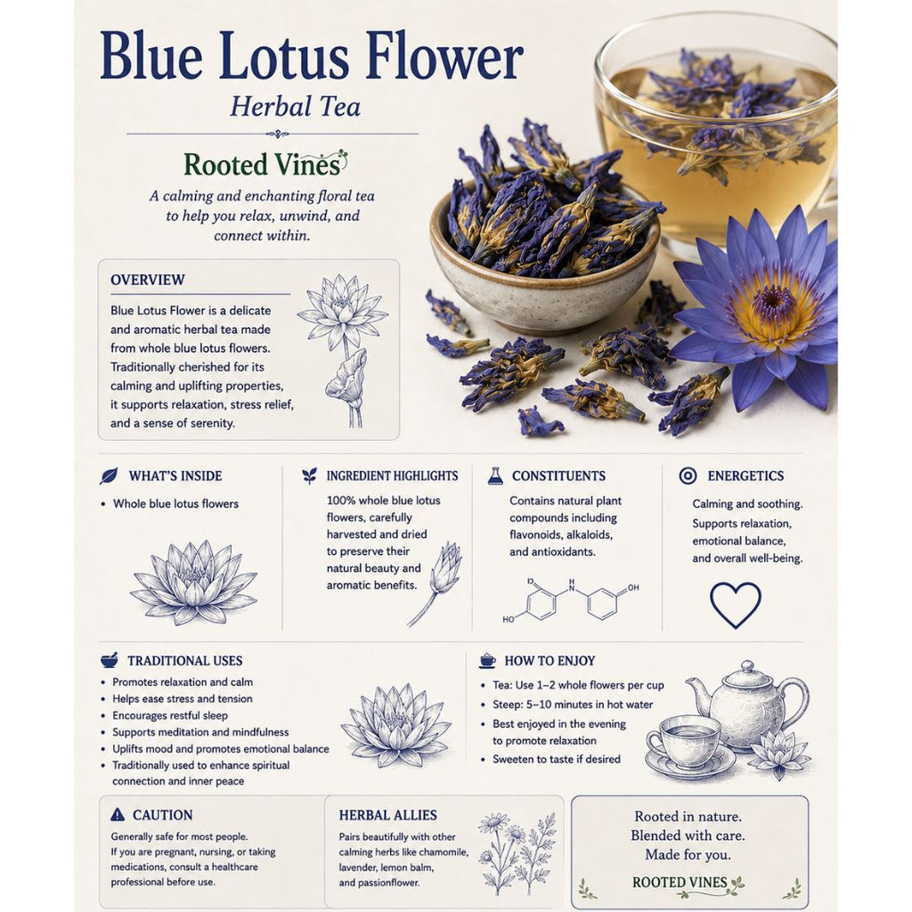 Blue Lotus Flower Tea | Caffeine-Free Herbal | Rooted Vines