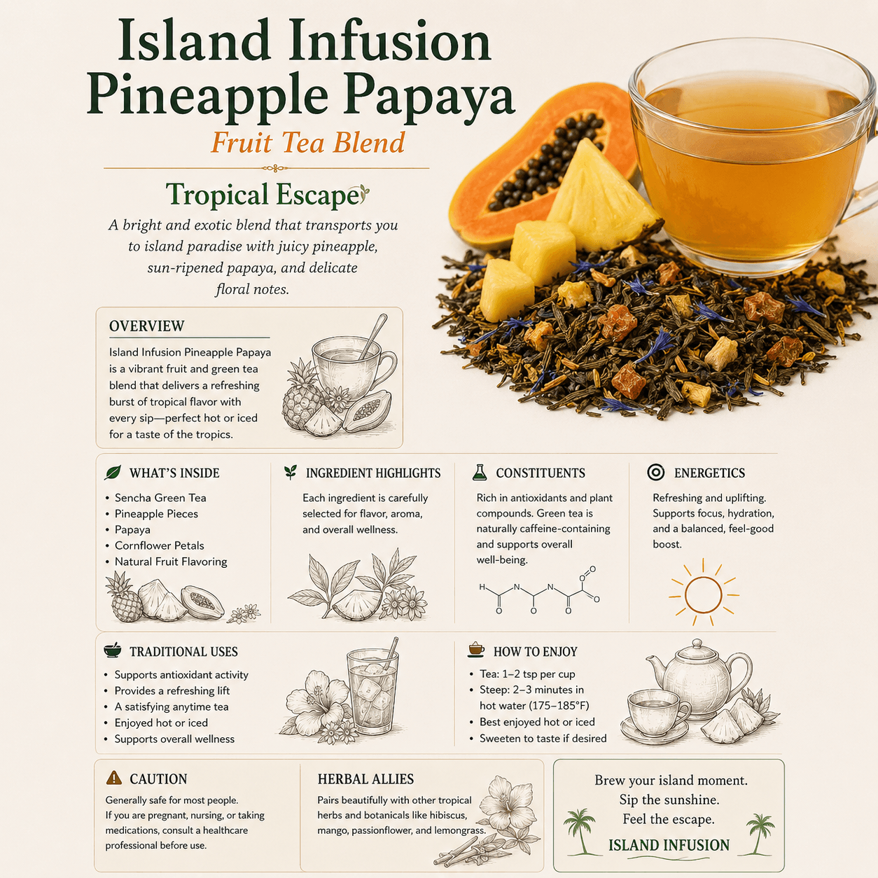 Island Infusion Pineapple Papaya | Green Tea | Rooted Vines
