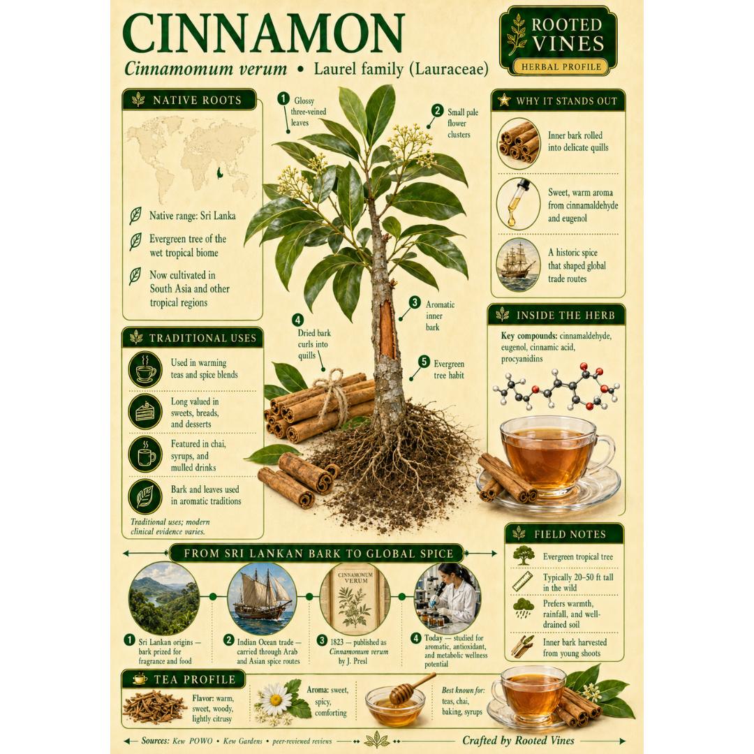 Cinnamon Chips for Tea & Blends | Herbal Loose | Rooted Vines