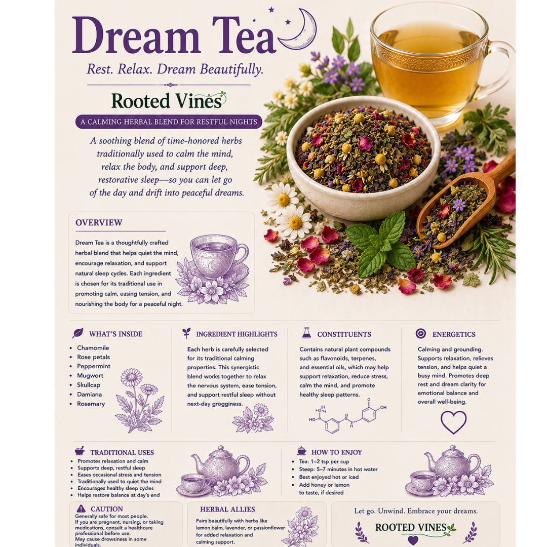 Dream Tea for Sleep & Relaxation | Herbal Loose Leaf | Rooted Vines
