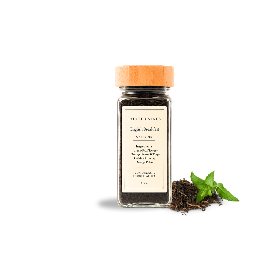 Tea jar with a wooden lid on a white background