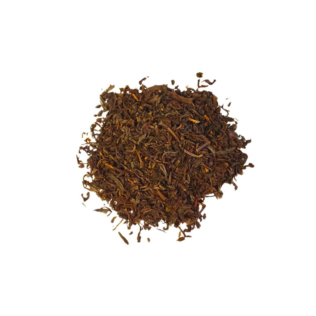 Dry leaf tea on a white background