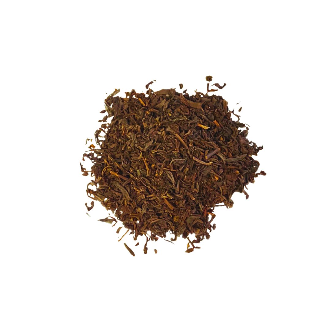 Dry leaf tea on a white background