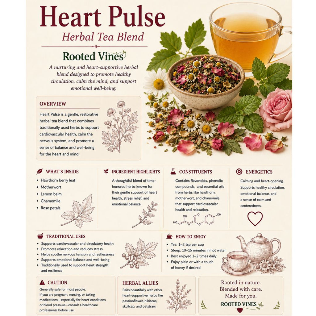 Heart Pulse Tea | Calming Herbal Blend | Rooted Vines