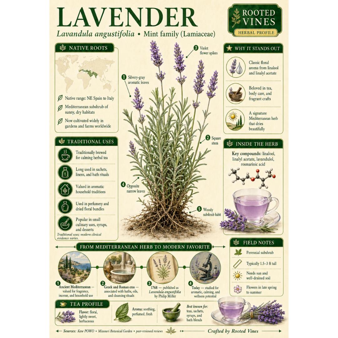 Lavender Flower Tea | Organic Herbal Loose Leaf | Rooted Vines