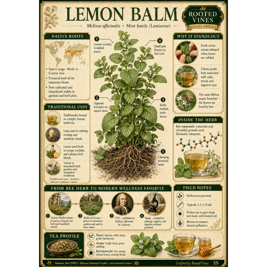 Lemon Balm Leaf Tea | Organic Herbal Loose Leaf | Rooted Vines