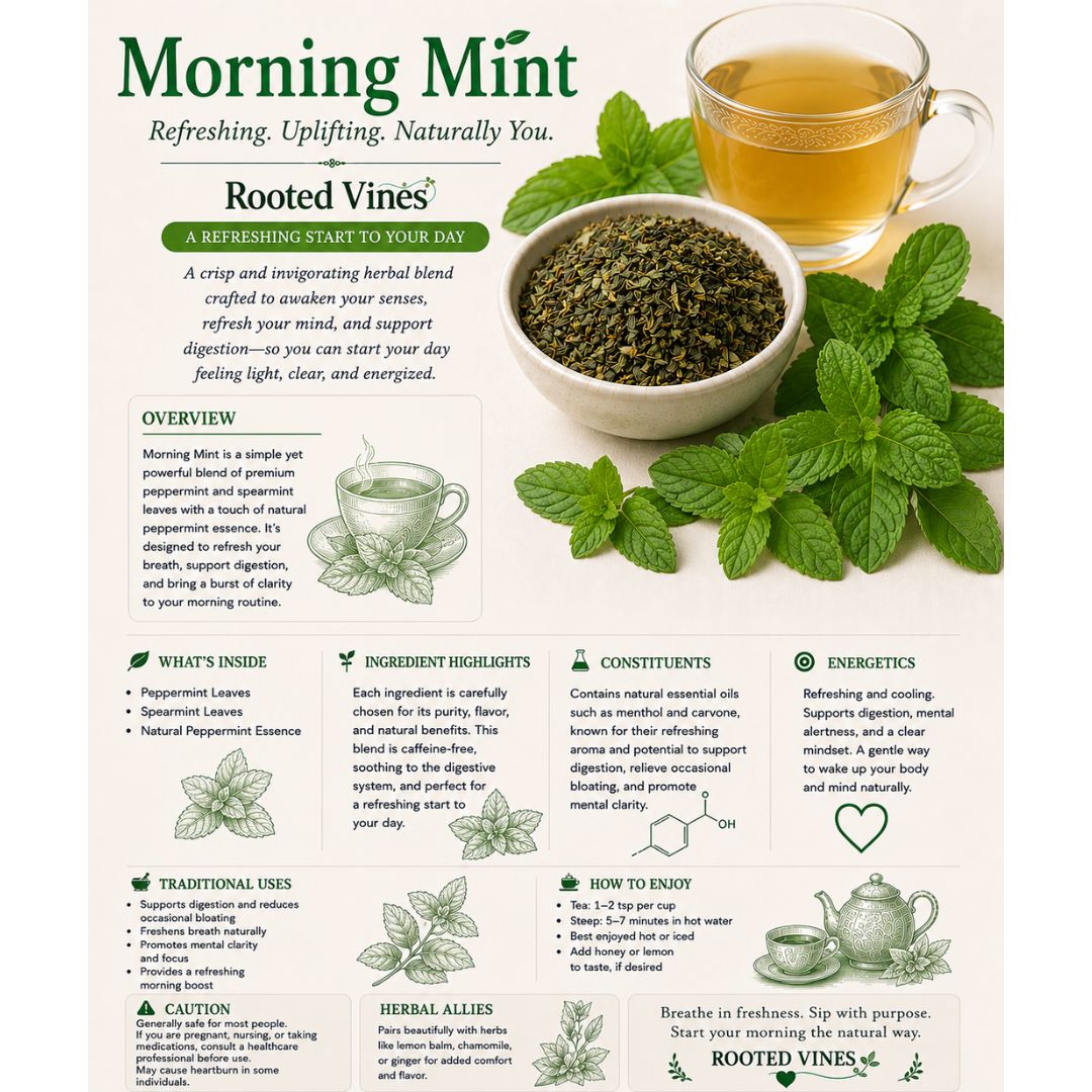 Morning Mint Tea | Organic Peppermint & Spearmint | Rooted Vines