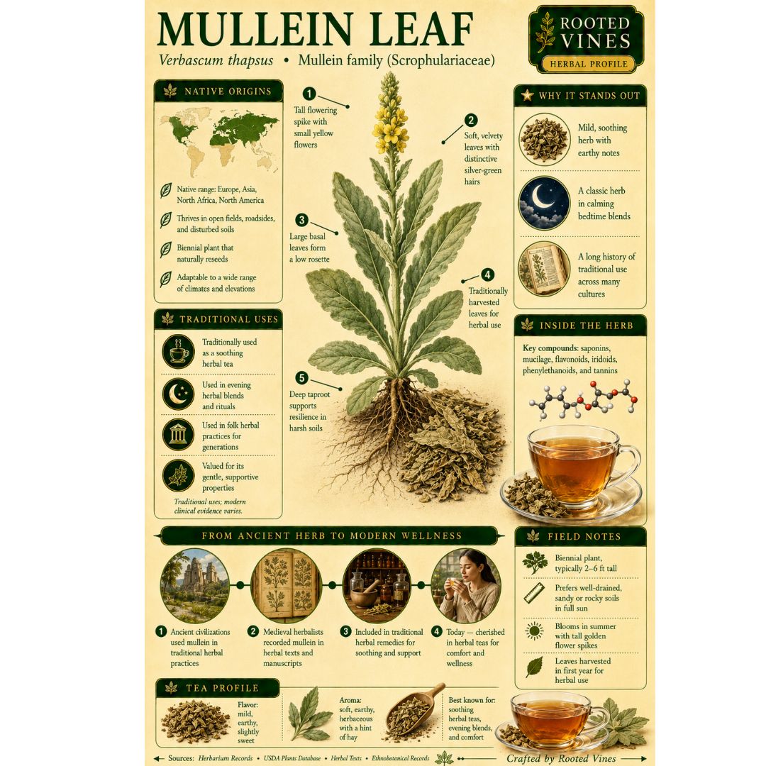 Mullein Leaf Tea | Organic Herbal Loose Leaf | Rooted Vines