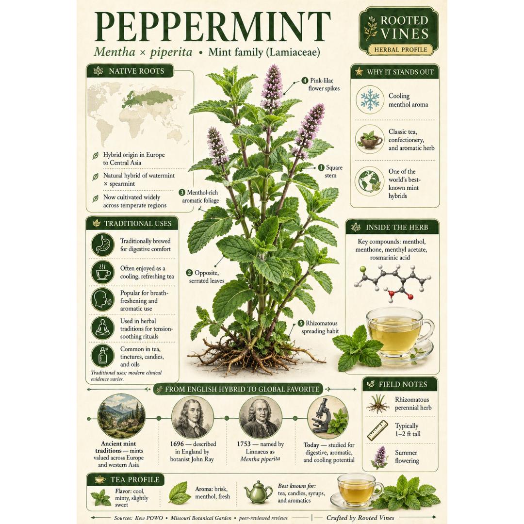 Peppermint Leaf Tea | Organic Herbal Loose Leaf | Rooted Vines