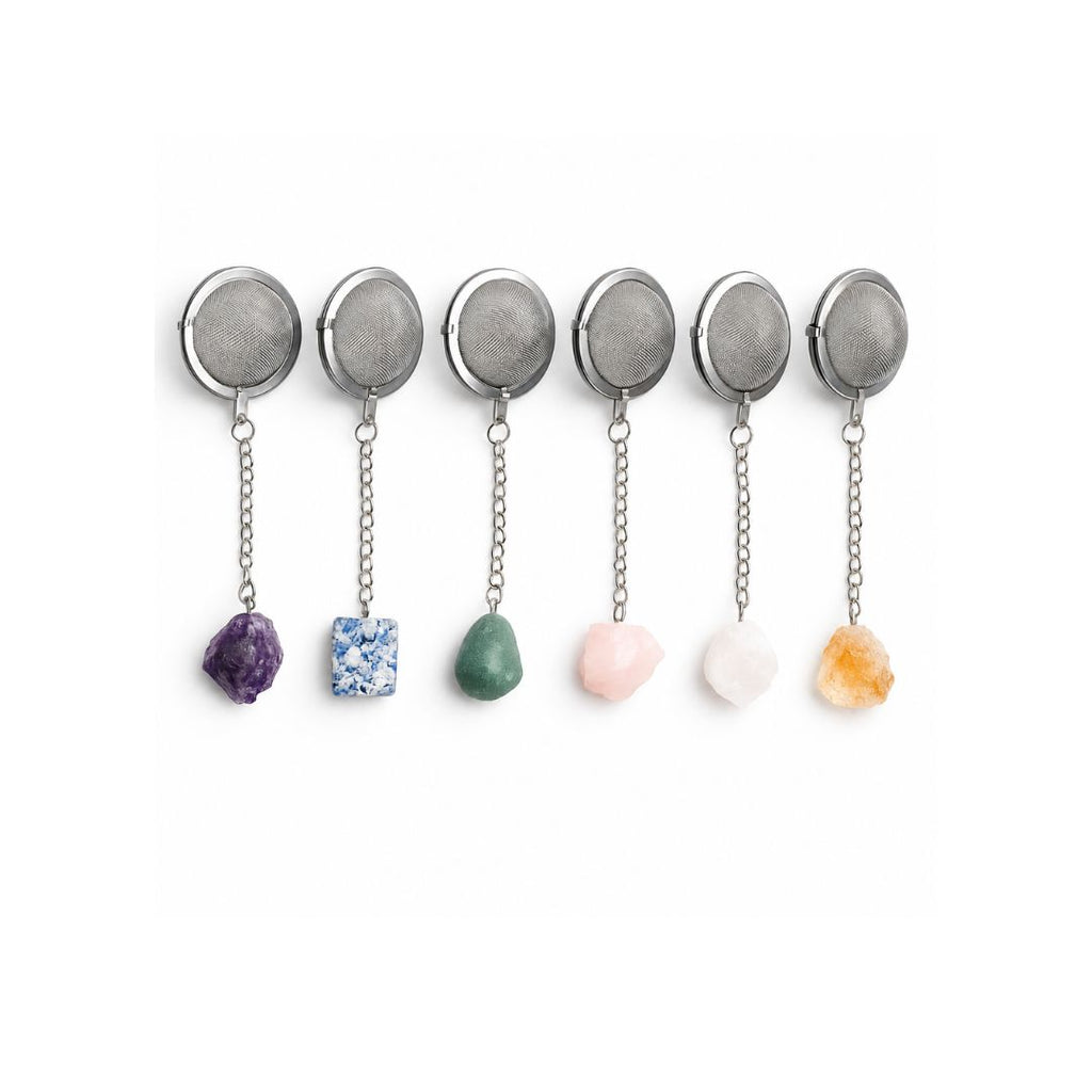 Gemstone Tea Infuser | Stainless Steel Loose Leaf Tea Steeper with Natural Crystal