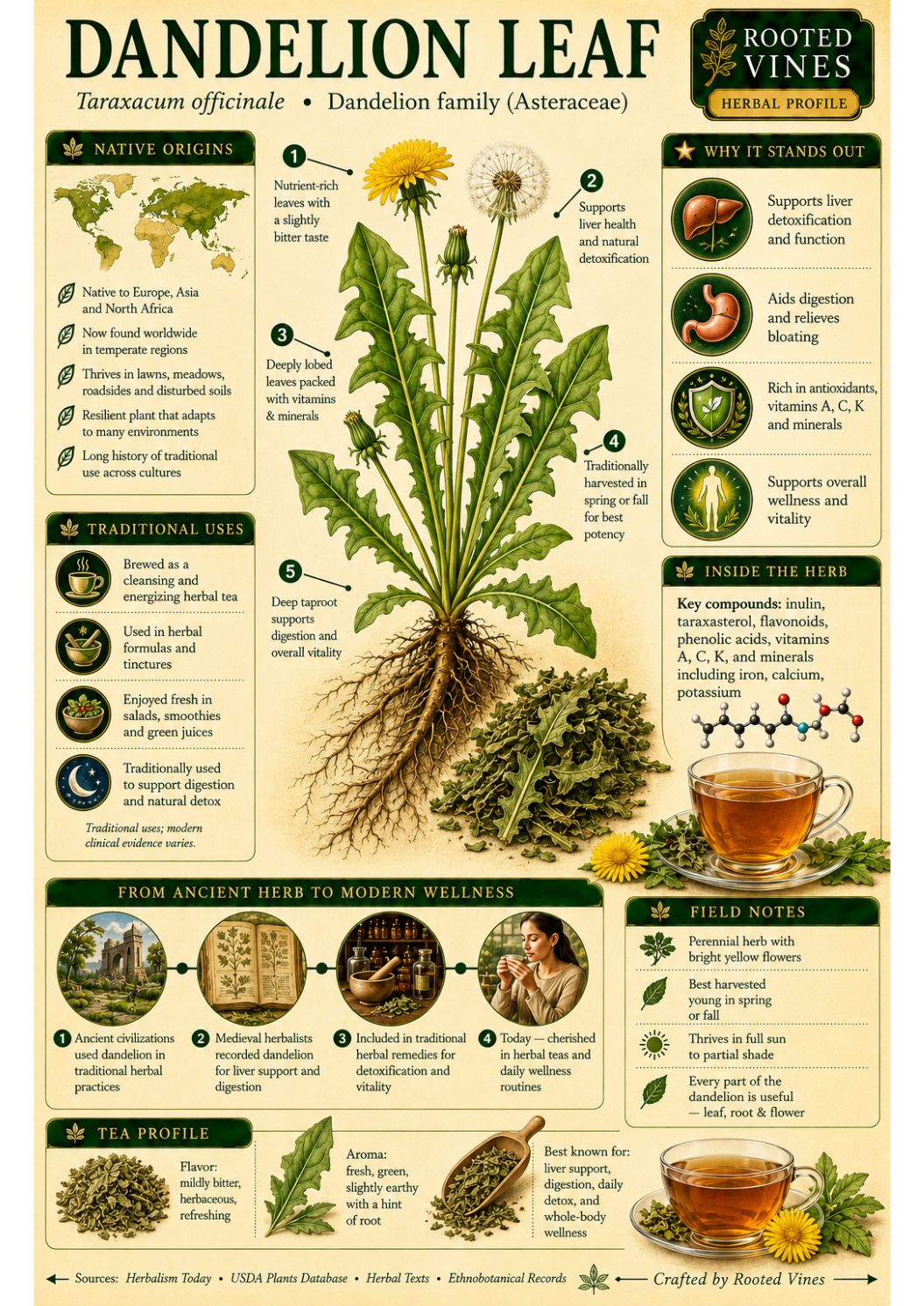 Dandelion Leaf Tea | Organic Herbal Loose Leaf Tea | Rooted Vines