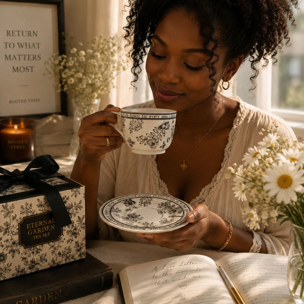 Eternal Garden Bloom Tea Set | Floral Glass Teapot & Cup Gift Collection