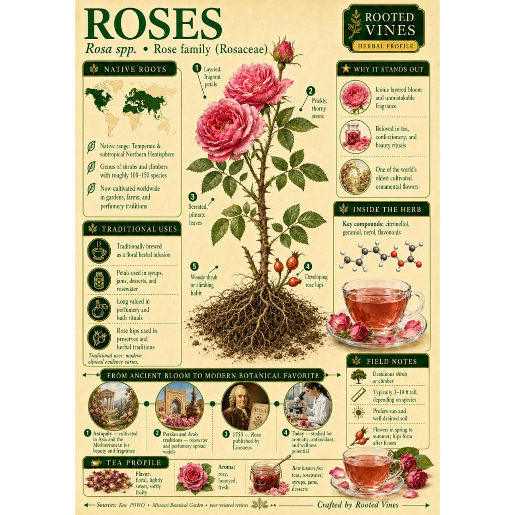 Rose Petal Tea | Organic Herbal Loose Leaf | Rooted Vines