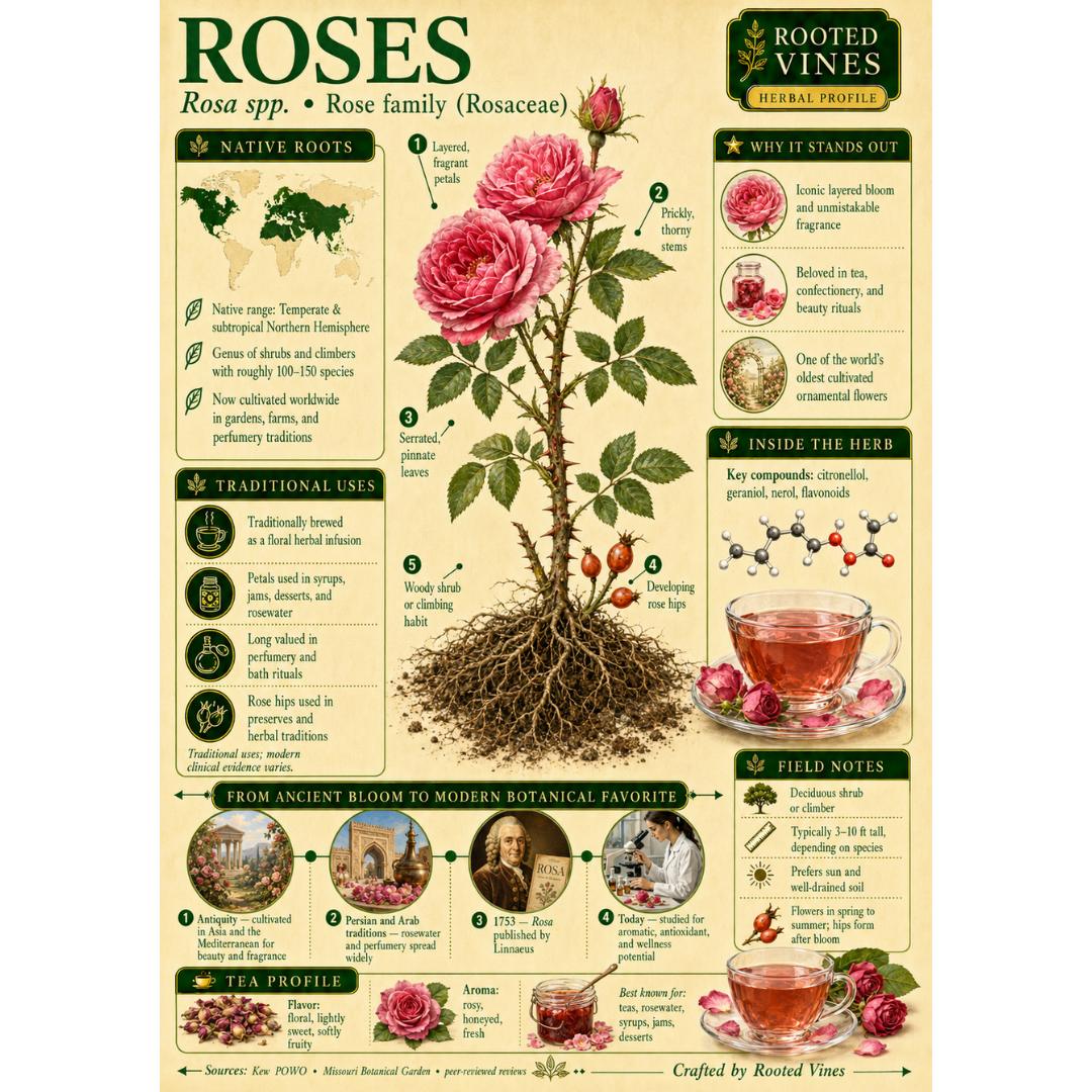 Rose Petal Tea | Organic Herbal Loose Leaf | Rooted Vines