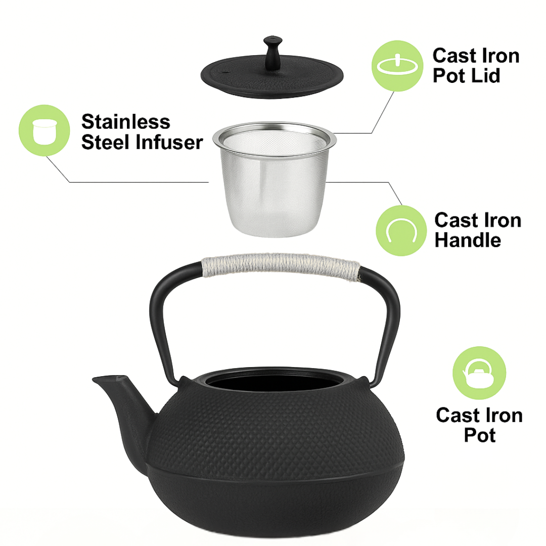 Japanese Cast Iron Teapot with Stainless Steel Infuser