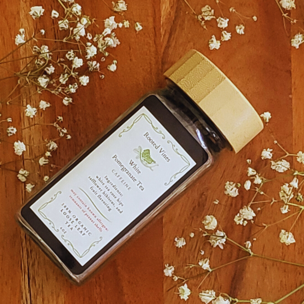 White Pomegranate Tea – Elegant White Tea Blend | Light, Floral & Luxurious (4 oz)