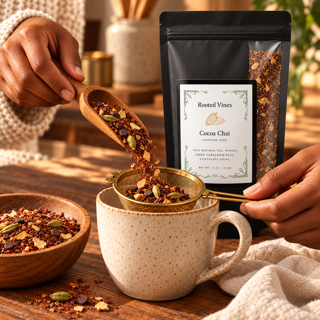 Preparing Cocoa Chai loose leaf tea