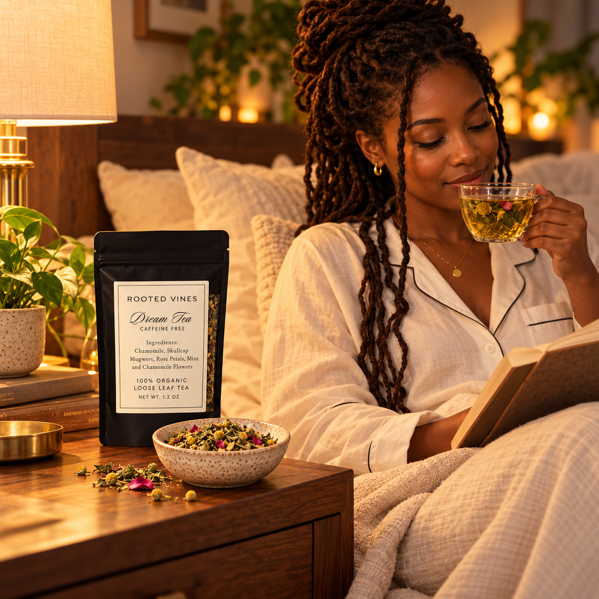 Woman enjoying Dream Herbal Tea