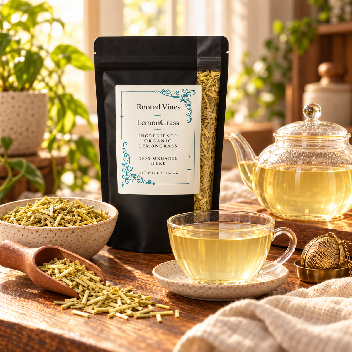 Complete Dried Lemongrass tea ritual