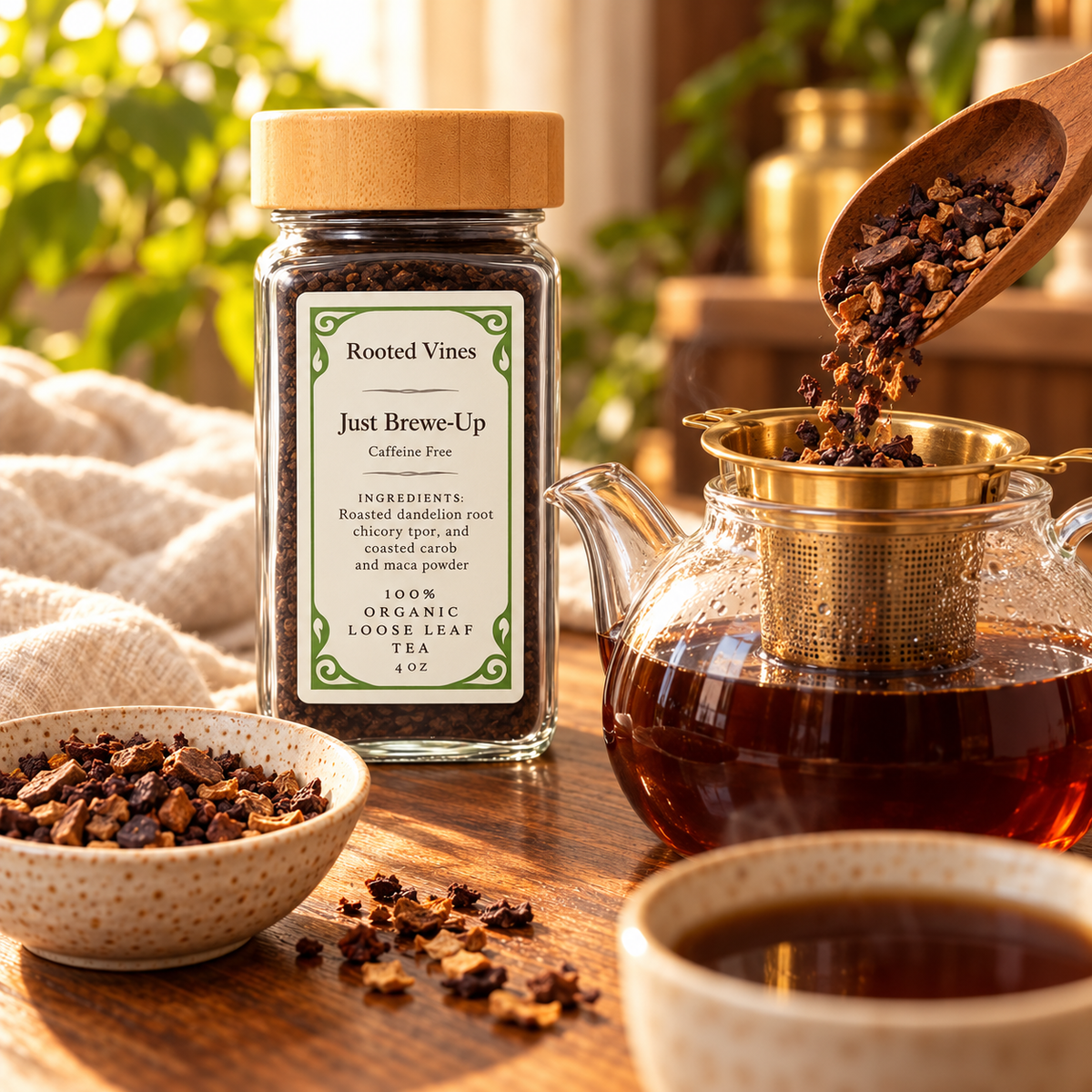 Preparing Just Brewe-Up herbal tea