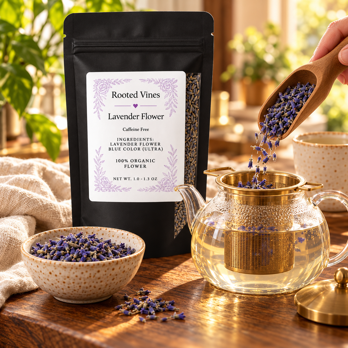Preparing Lavender Flower herbal tea