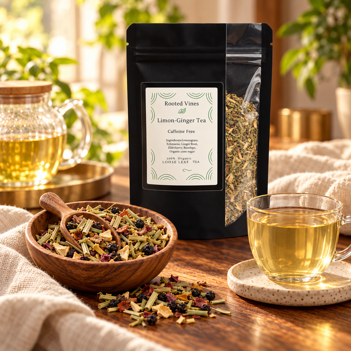 Limon-Ginger loose-leaf ingredient macro