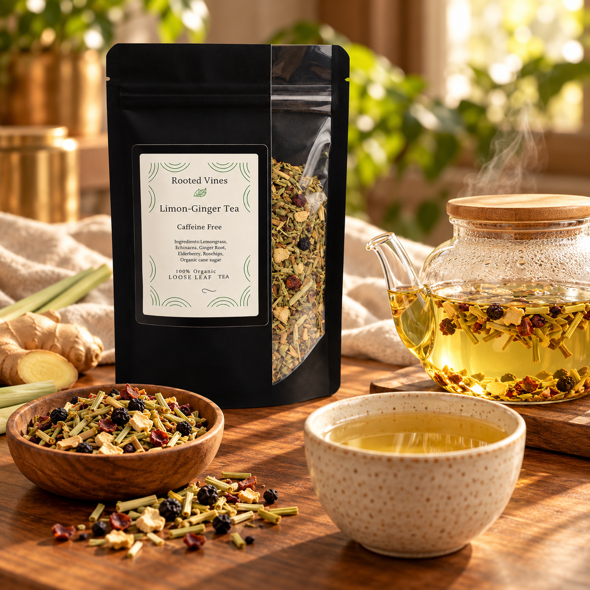 Limon-Ginger tea steeping