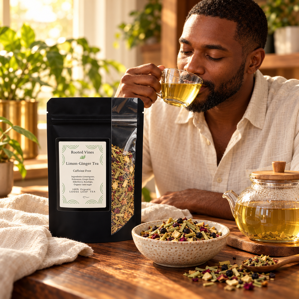 Limon-Ginger tea lifestyle ritual