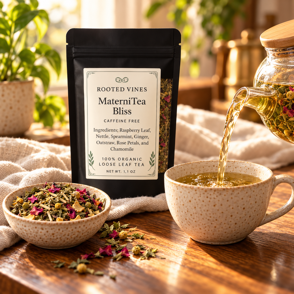 Pouring MaterniTea Bliss herbal tea