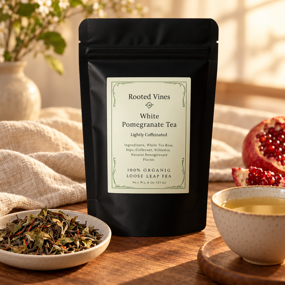 White Pomegranate Loose Leaf Tea full pouch 01 product hero