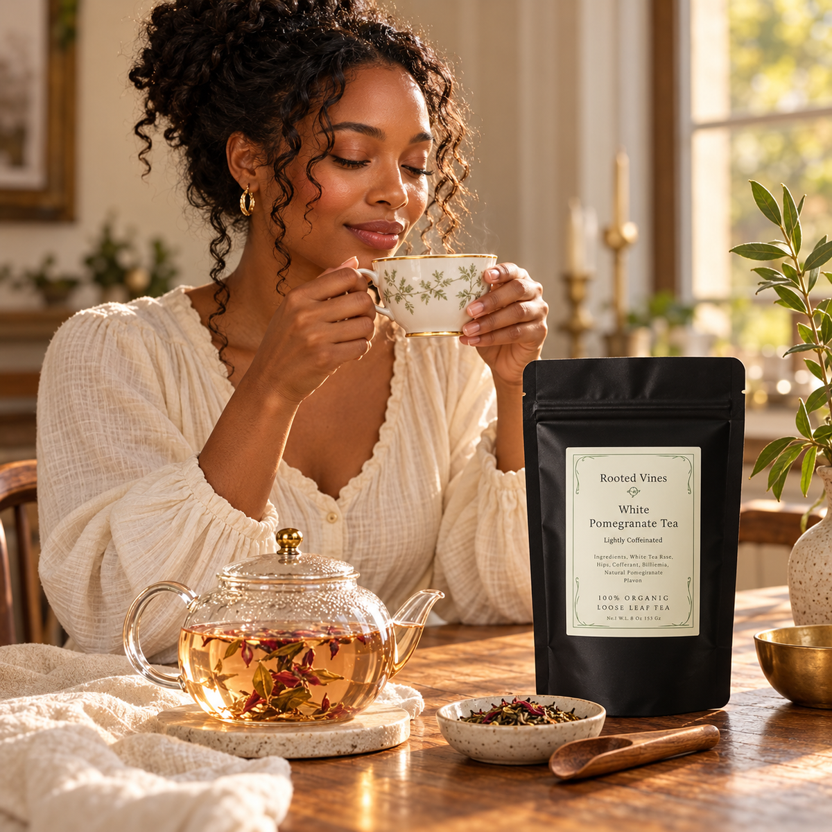 White Pomegranate Loose Leaf Tea full pouch 07 lifestyle ritual