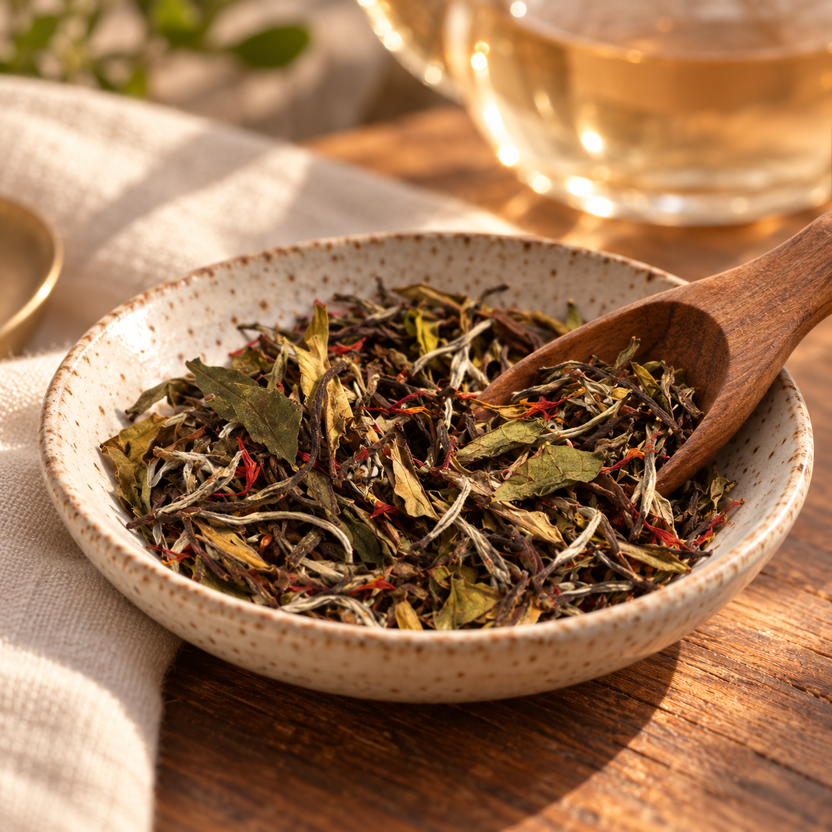 White Pomegranate Tea sampler jar 02 ingredient macro
